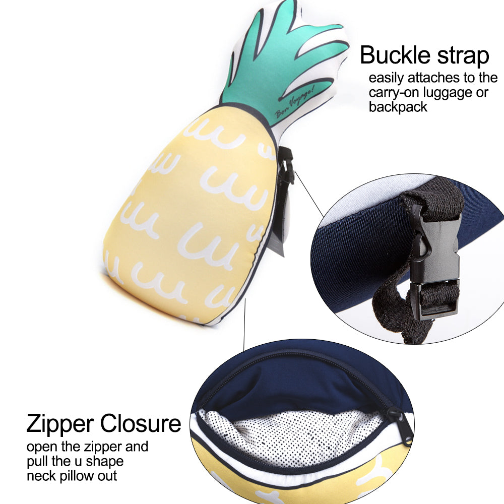 [Lucky Planet] Bon Voyage 2 in1 Travel Head Rest Neck Pillow - Pineapple - Luckyplanetusa